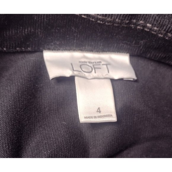 Ann Taylor Loft Corduroy Peplum Blazer Size 4 Black Button Front Pockets - Picture 6 of 8